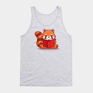 Cute Red Panda Reading Book Tank Top